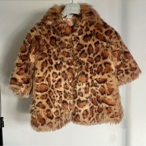 Girls/Kids Faux Fur Leopard Print Coat